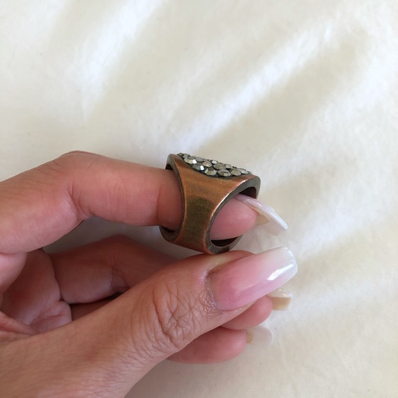 Gold Rhinestone Cocktail Ring - Picture 2 of 3